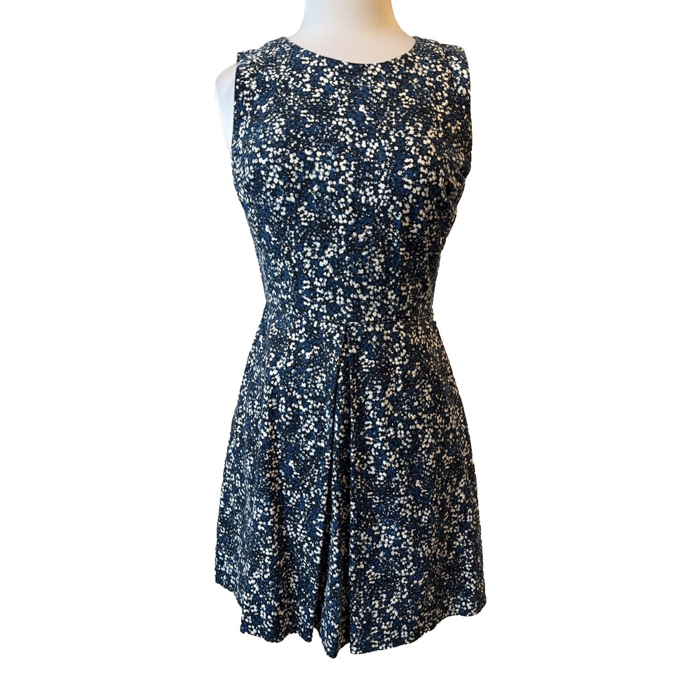 Gap Linen Cotton Fit & Flare Blue Floral Sleeveless Dress Women's 4‎ Cottagecore